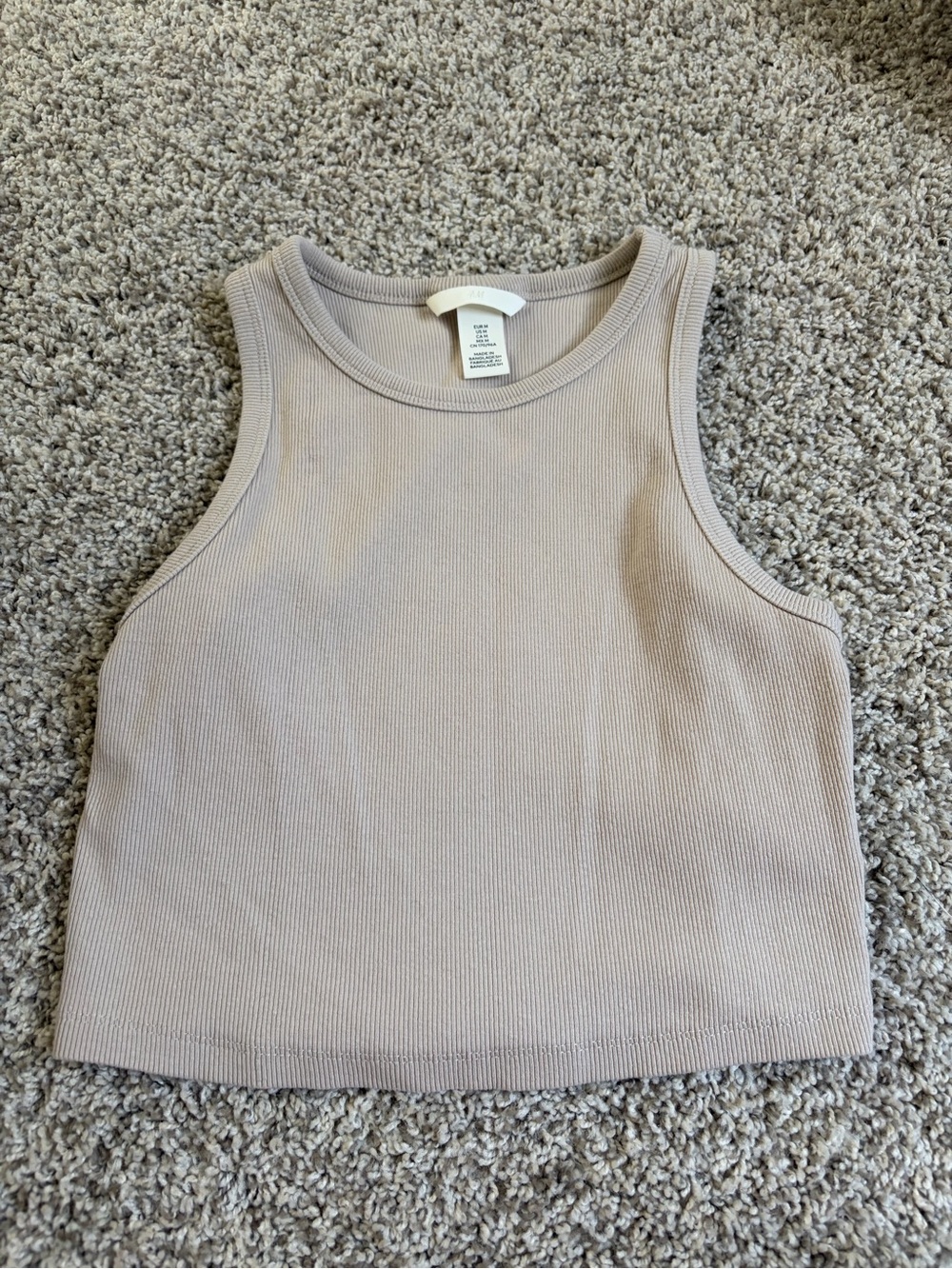 H&M Beige Ribbed Cropped Tank Top